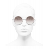 Chanel - Occhiali Rotondi da Sole - Argento Beige - Chanel Eyewear