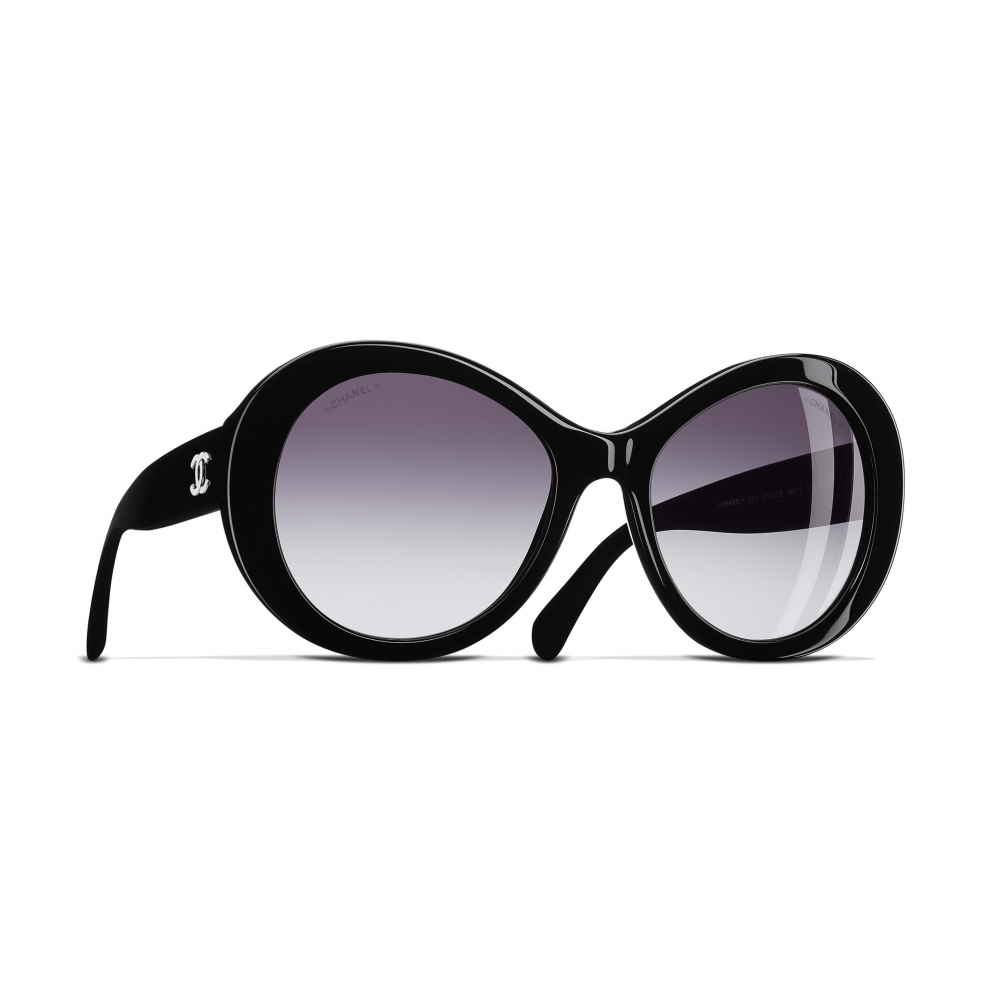 Chanel - Oval Sunglasses - Black Gray - Chanel Eyewear Avvenice