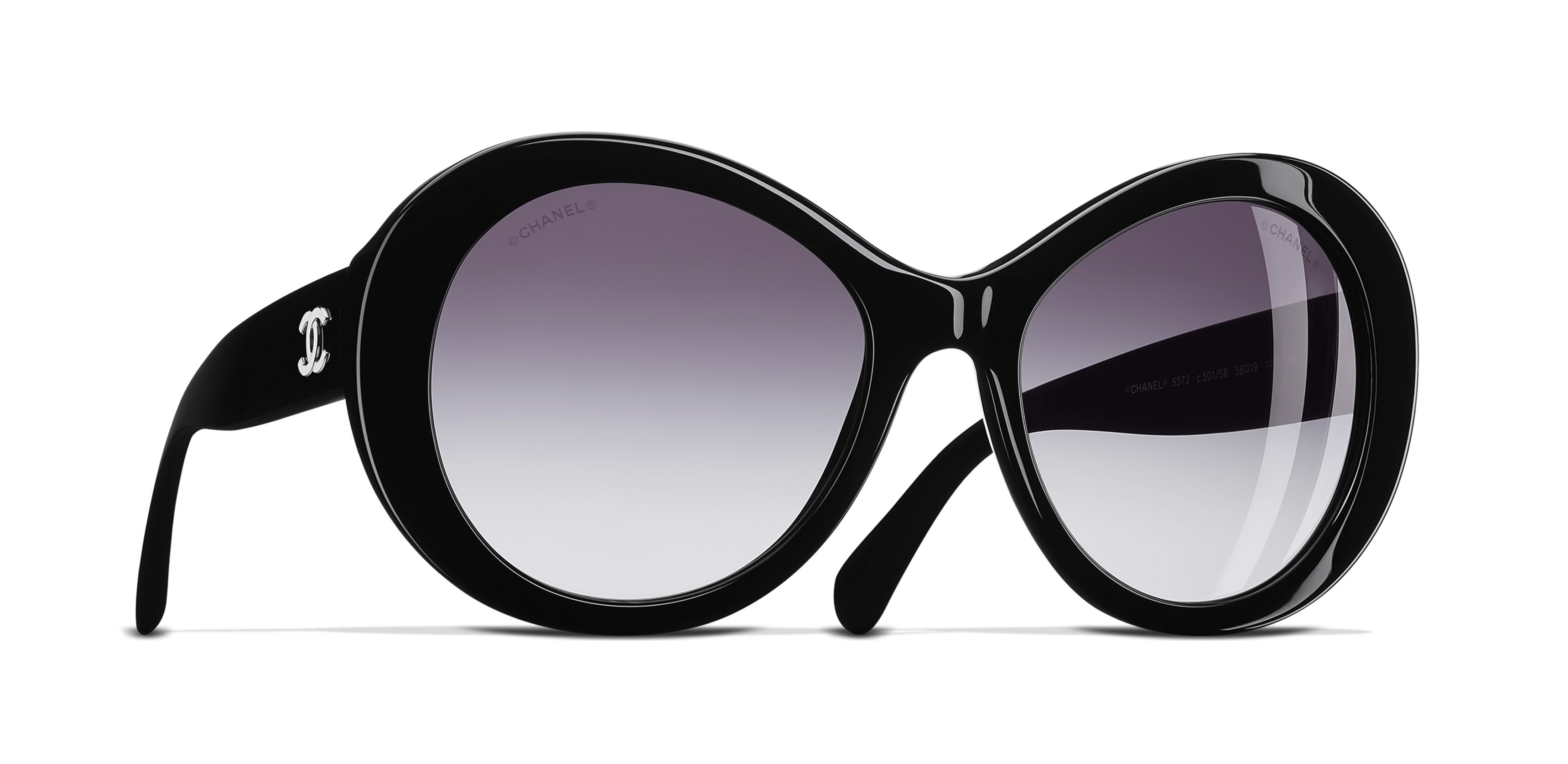 Pre-owned Chanel Womens Black Oval Sunglasses