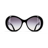 Chanel - Occhiali Ovali da Sole - Nero Grigio - Chanel Eyewear