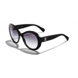 Chanel - Occhiali Ovali da Sole - Nero Grigio - Chanel Eyewear