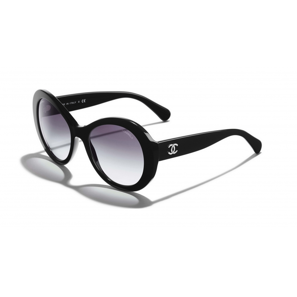 Chanel Oval Sunglasses Black Beige Brown Chanel Eyewear