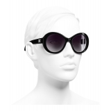 Chanel - Oval Sunglasses - Black Gray - Chanel Eyewear