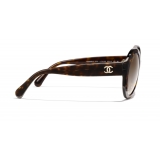 Chanel - Occhiali Ovali da Sole - Tartaruga Scuro Marrone - Chanel Eyewear