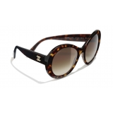 Chanel - Occhiali Ovali da Sole - Tartaruga Scuro Marrone - Chanel Eyewear