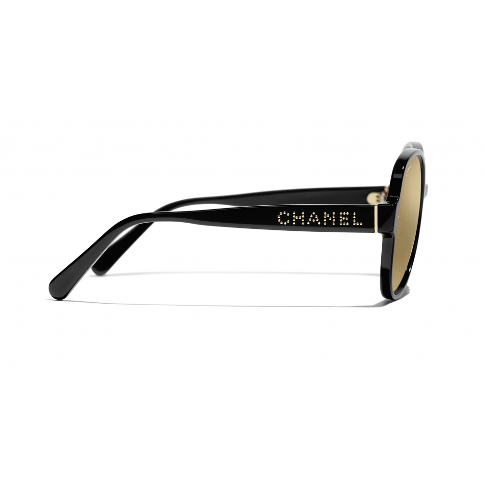 Chanel - Pilot Sunglasses - Black Gold Glitter - Chanel Eyewear - Avvenice
