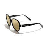 Chanel - Occhiali Modello Pilota da Sole - Nero Oro Glitter - Chanel Eyewear