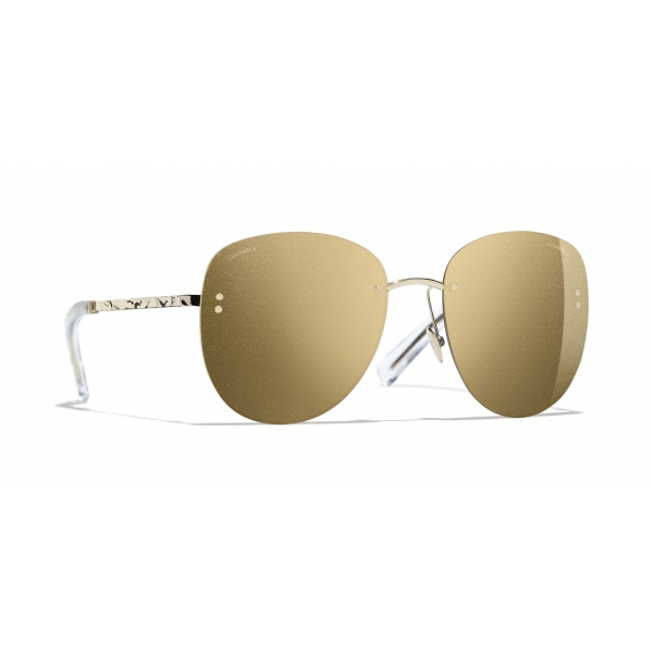 Chanel - Pilot Sunglasses - Gold Glitter - Chanel Eyewear