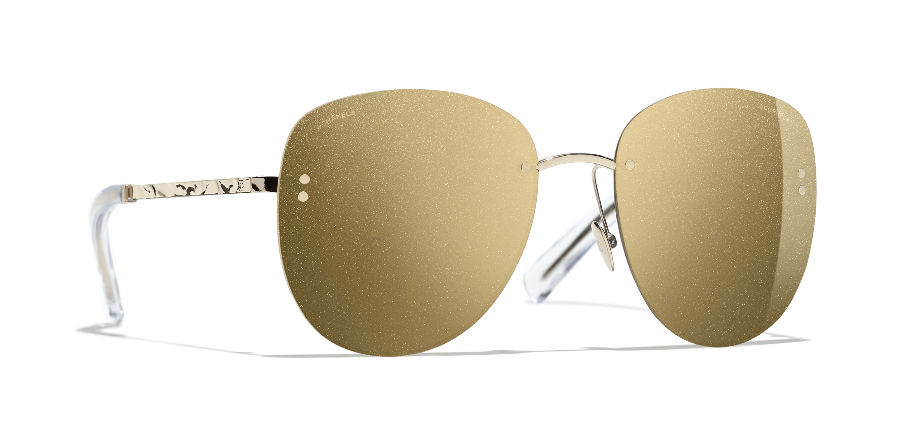 Chanel - Pilot Sunglasses - Gold Glitter - Chanel Eyewear - Avvenice