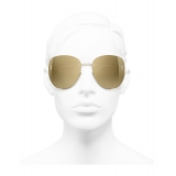 Chanel - Occhiali Modello Pilota da Sole - Oro Glitter - Chanel Eyewear