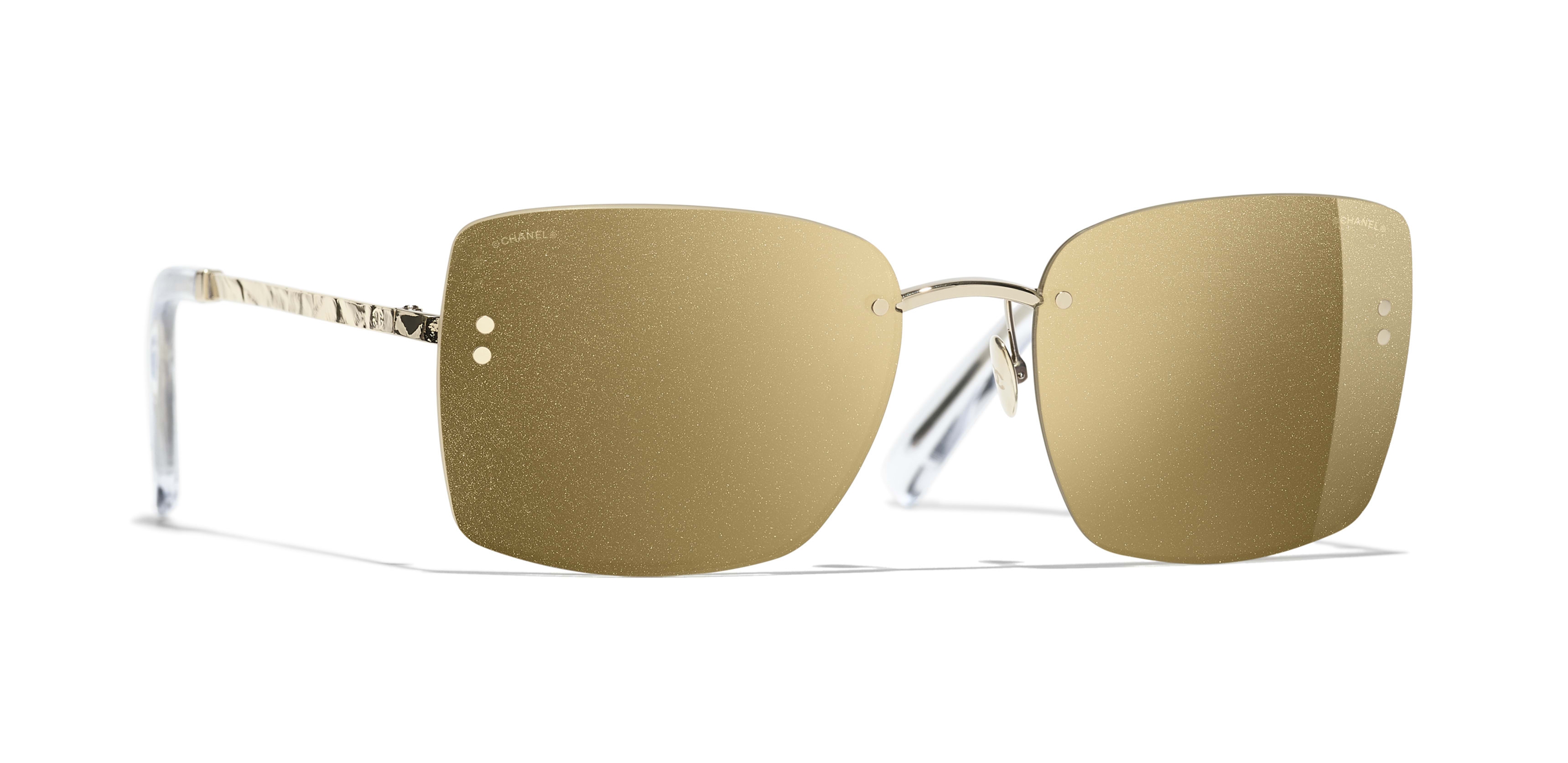 Chanel - Square Sunglasses - Gold Glitter - Chanel Eyewear - Avvenice