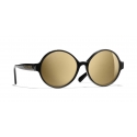 Chanel - Round Sunglasses - Black Gold Glitter - Chanel Eyewear