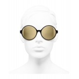 Chanel - Round Sunglasses - Black Gold Glitter - Chanel Eyewear