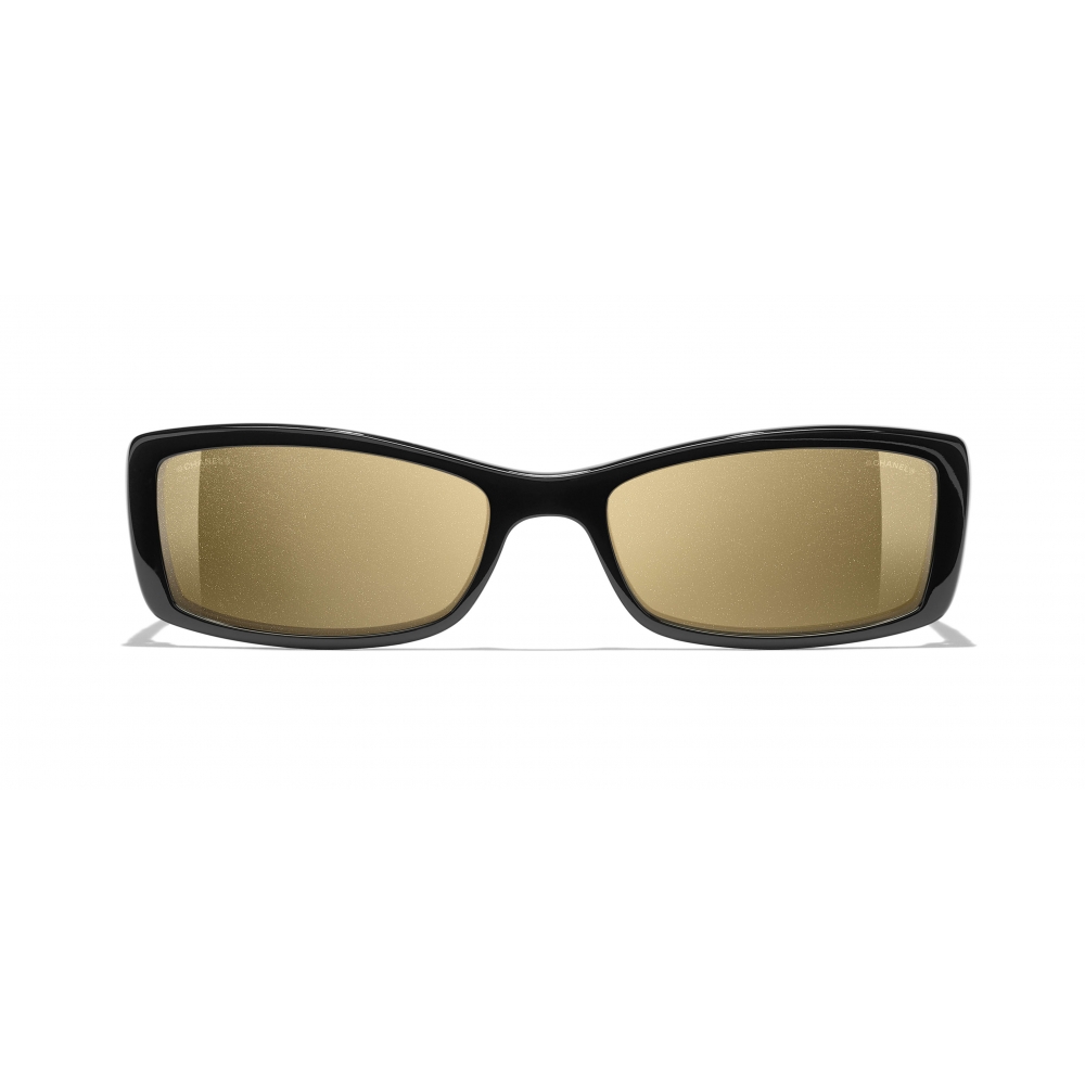 Chanel - Rectangle Sunglasses - Black Gold Glitter - Chanel Eyewear -  Avvenice