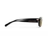 Chanel - Rectangle Sunglasses - Black Gold Glitter - Chanel Eyewear