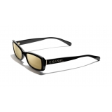 Chanel - Rectangle Sunglasses - Black Gold Glitter - Chanel Eyewear