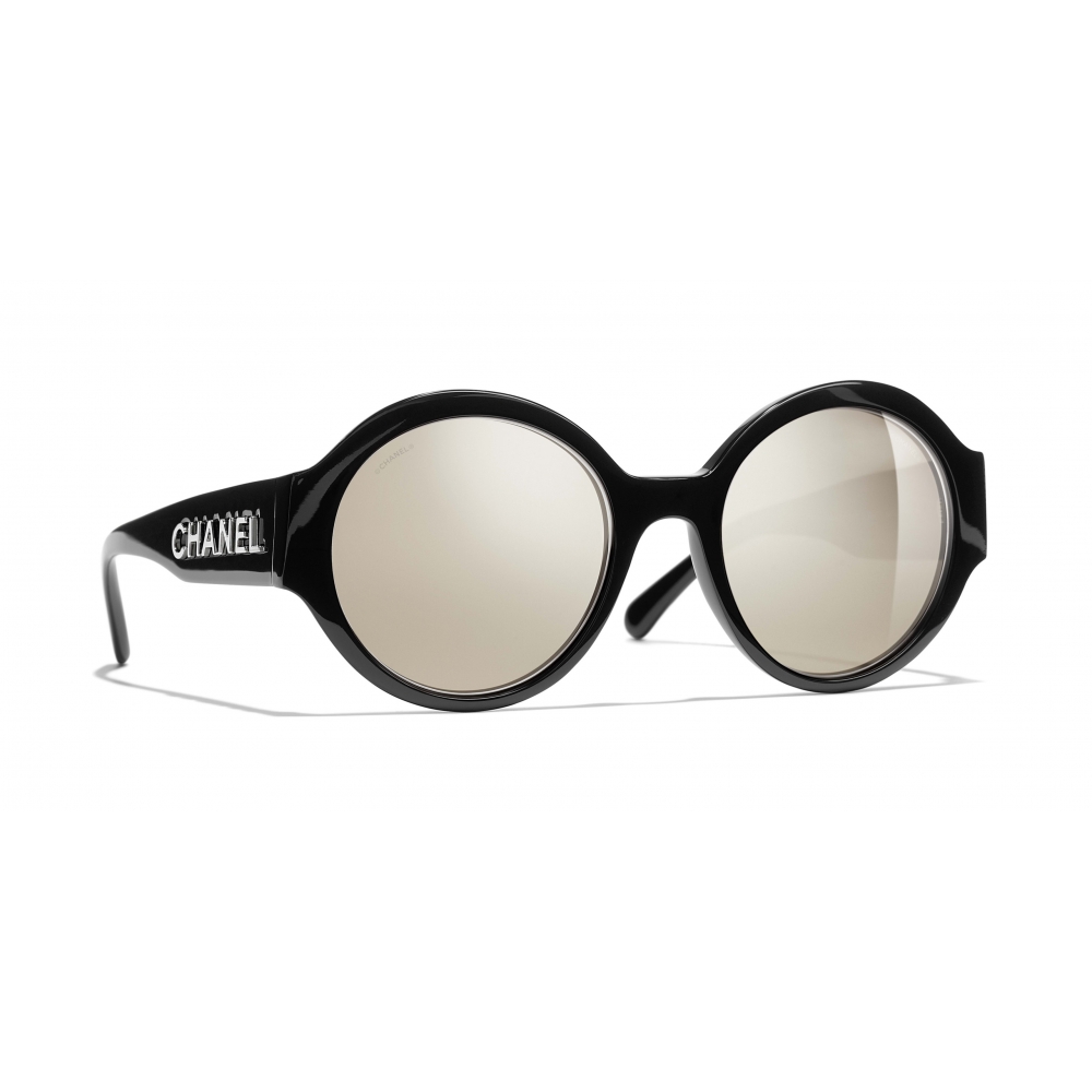Chanel - Round Sunglasses - Black White Gold - Chanel Eyewear