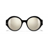 Chanel - Occhiali Rotondi da Sole - Nero Oro Bianco - Chanel Eyewear