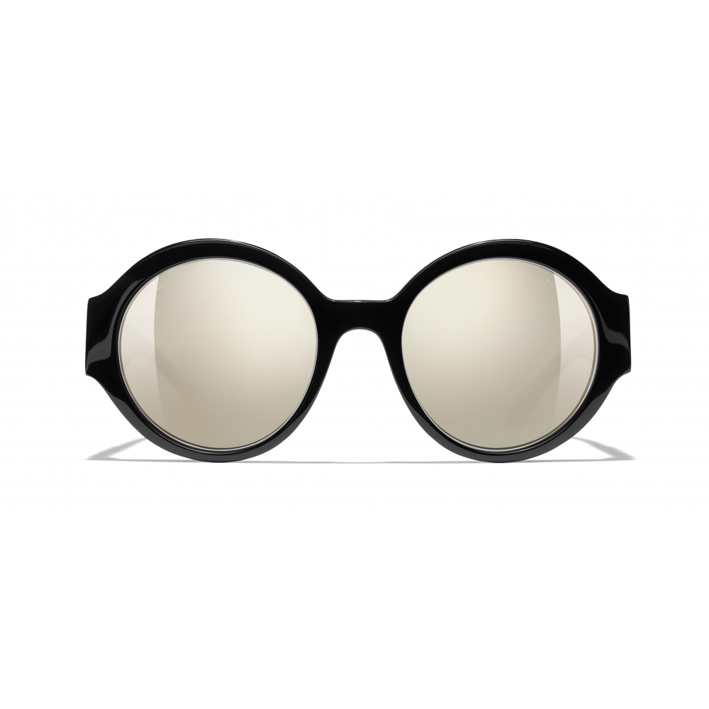 Chanel - Round Sunglasses - Black White Gold - Chanel Eyewear - Avvenice