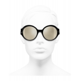 Chanel - Occhiali Rotondi da Sole - Nero Oro Bianco - Chanel Eyewear