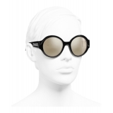 Chanel - Occhiali Rotondi da Sole - Nero Oro Bianco - Chanel Eyewear