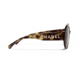 Chanel - Occhiali Rotondi da Sole - Tartaruga Marrone - Chanel Eyewear