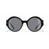 Chanel - Occhiali Rotondi da Sole - Nero Grigio - Chanel Eyewear