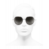 Chanel - Occhiali Rotondi da Sole - Argento Scuro Marrone - Chanel Eyewear