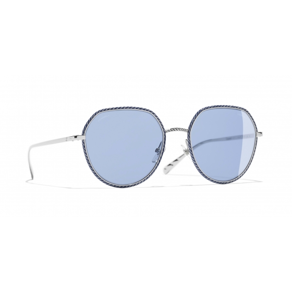 Chanel - Round Sunglasses - Silver Blue - Chanel Eyewear - Avvenice