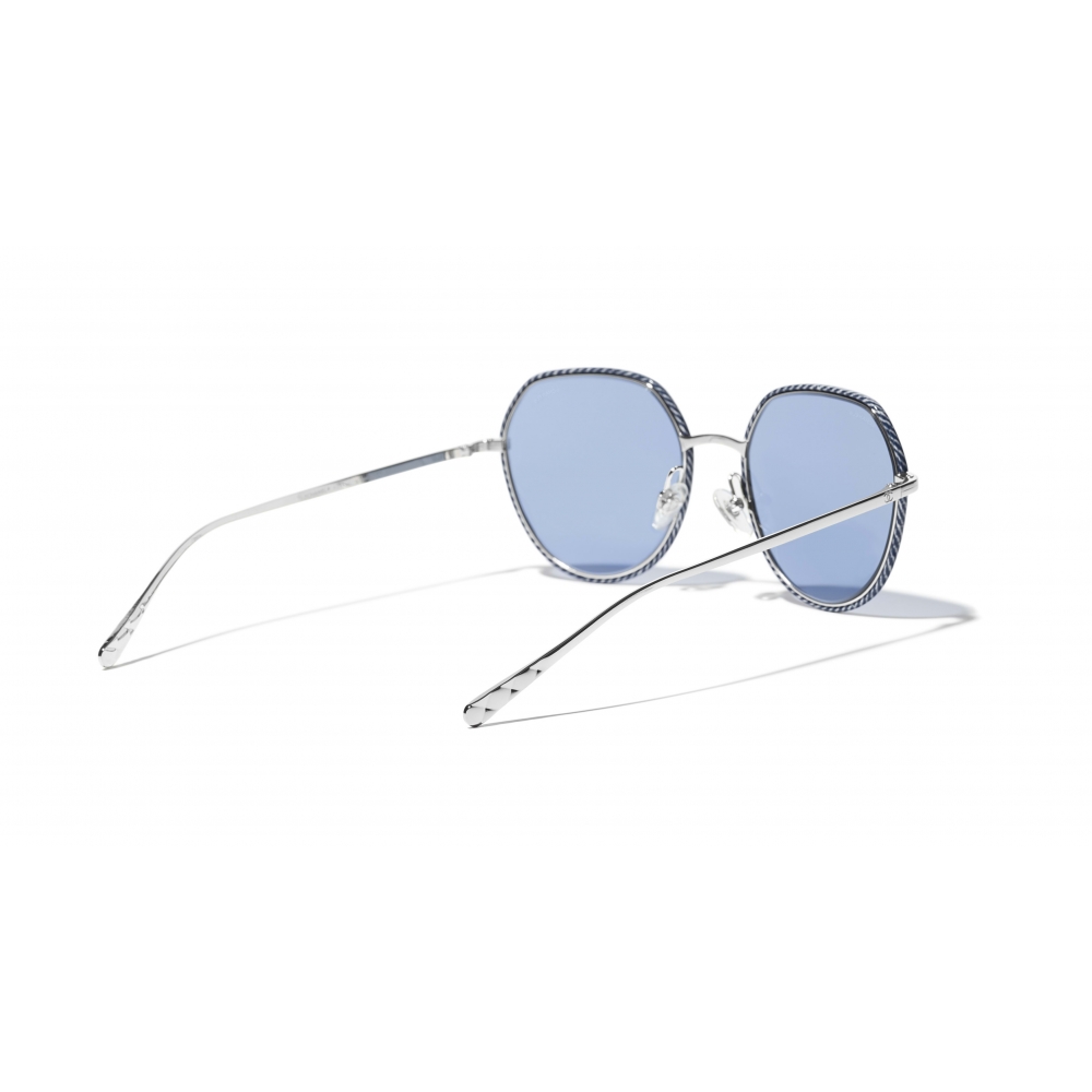 Chanel - Round Sunglasses - Silver Blue - Chanel Eyewear - Avvenice