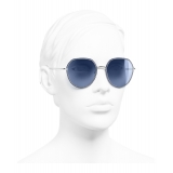 Chanel - Occhiali Rotondi da Sole - Argento Blu - Chanel Eyewear