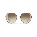 Chanel - Occhiali Rotondi da Sole - Oro Tartaruga Marrone - Chanel Eyewear