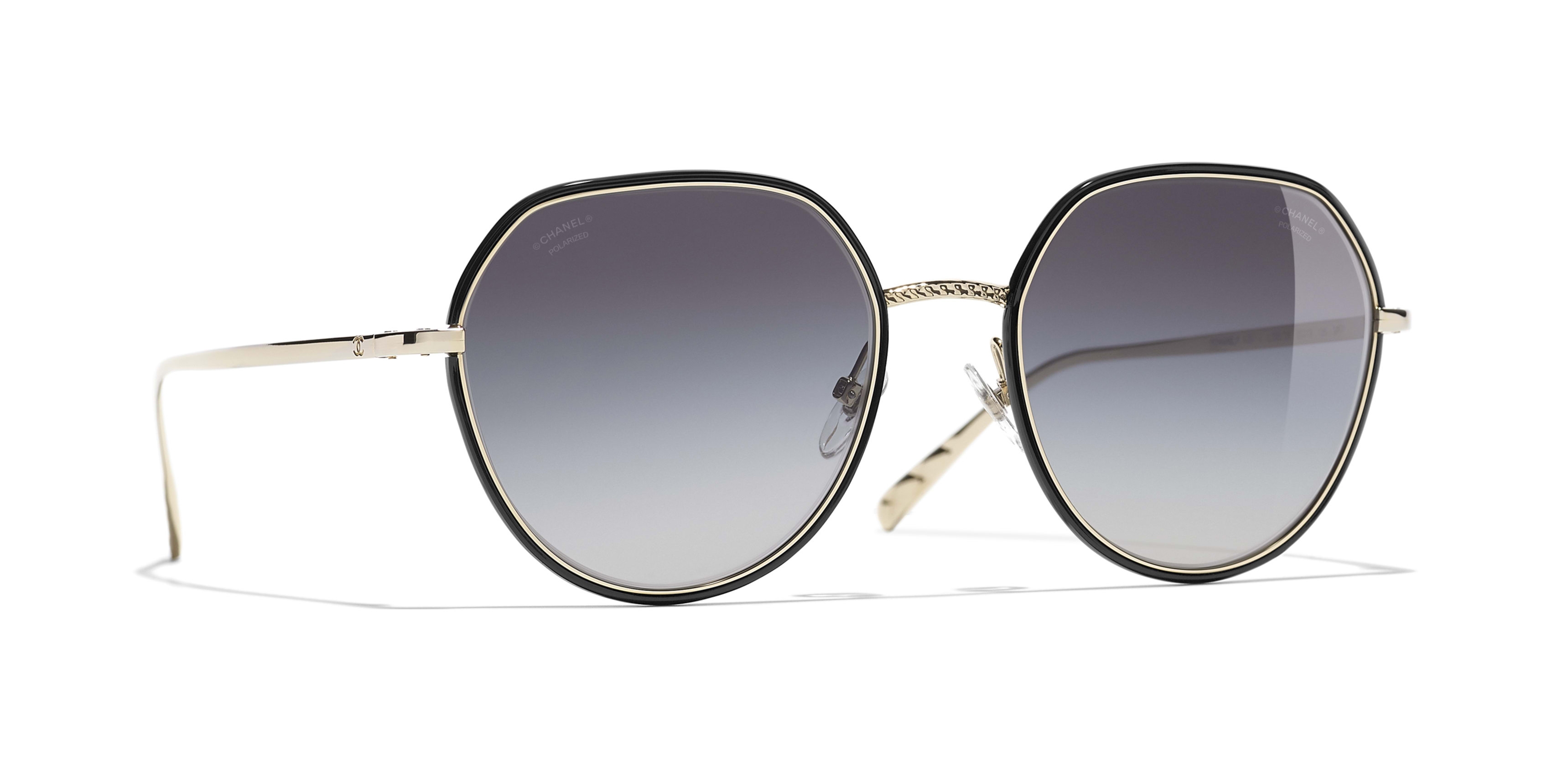 Chanel - Round Sunglasses - Gold Black Gray - Chanel Eyewear - Avvenice