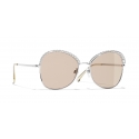 Chanel - Occhiali Quadrati da Sole - Argento Beige - Chanel Eyewear