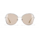 Chanel - Occhiali Quadrati da Sole - Argento Beige - Chanel Eyewear