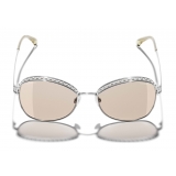 Chanel - Occhiali Quadrati da Sole - Argento Beige - Chanel Eyewear