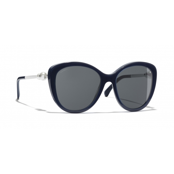 Chanel - Occhiali a Farfalla da Sole - Blu Scuro Grigio - Chanel Eyewear