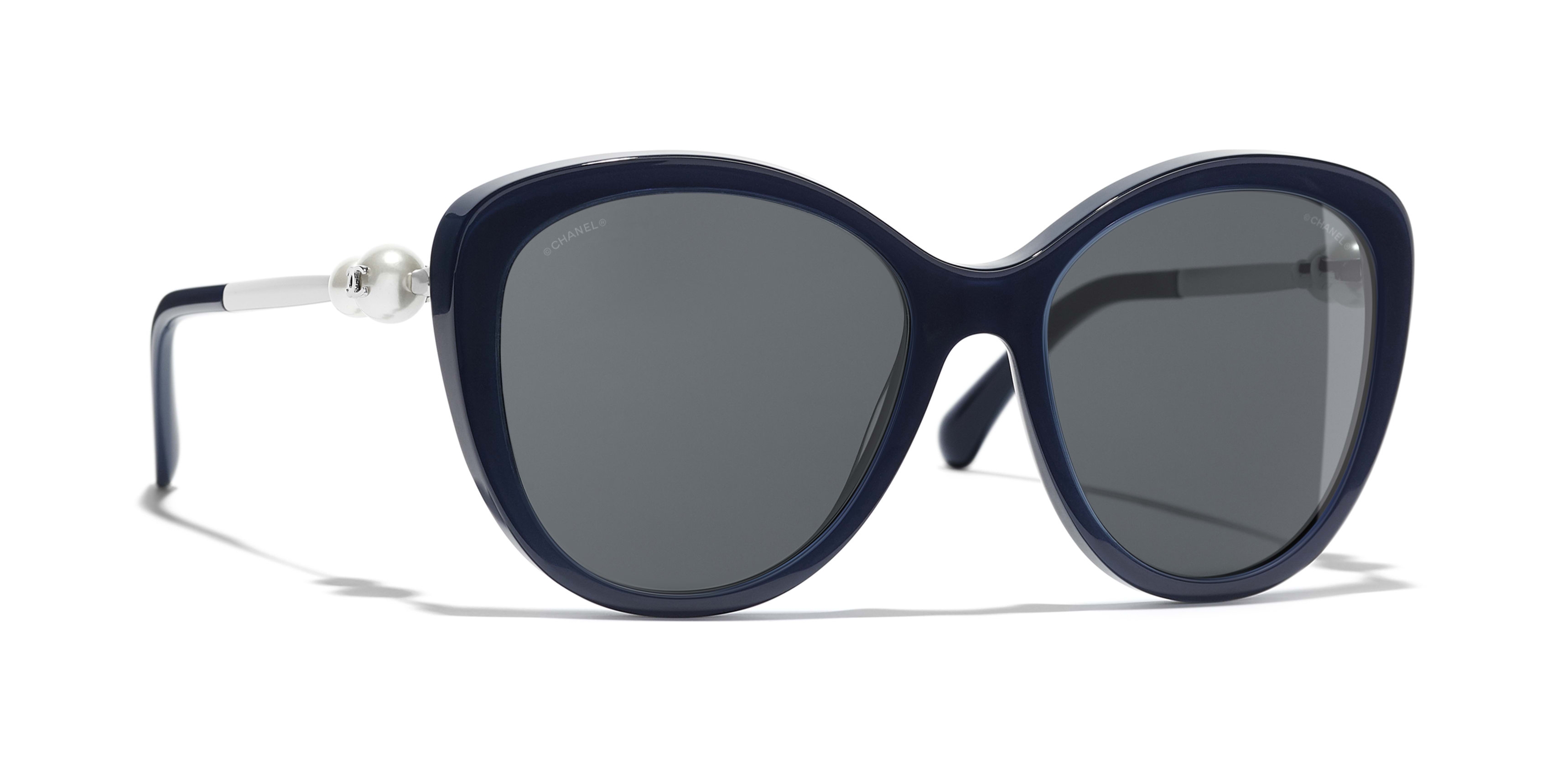 Chanel - CC Tweed Effect Butterfly Polarized Sunglasses Dark Grey