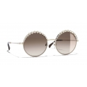 Chanel - Occhiali Rotondi da Sole - Oro Marrone Chiaro - Chanel Eyewear