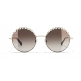 Chanel - Occhiali Rotondi da Sole - Oro Marrone Chiaro - Chanel Eyewear