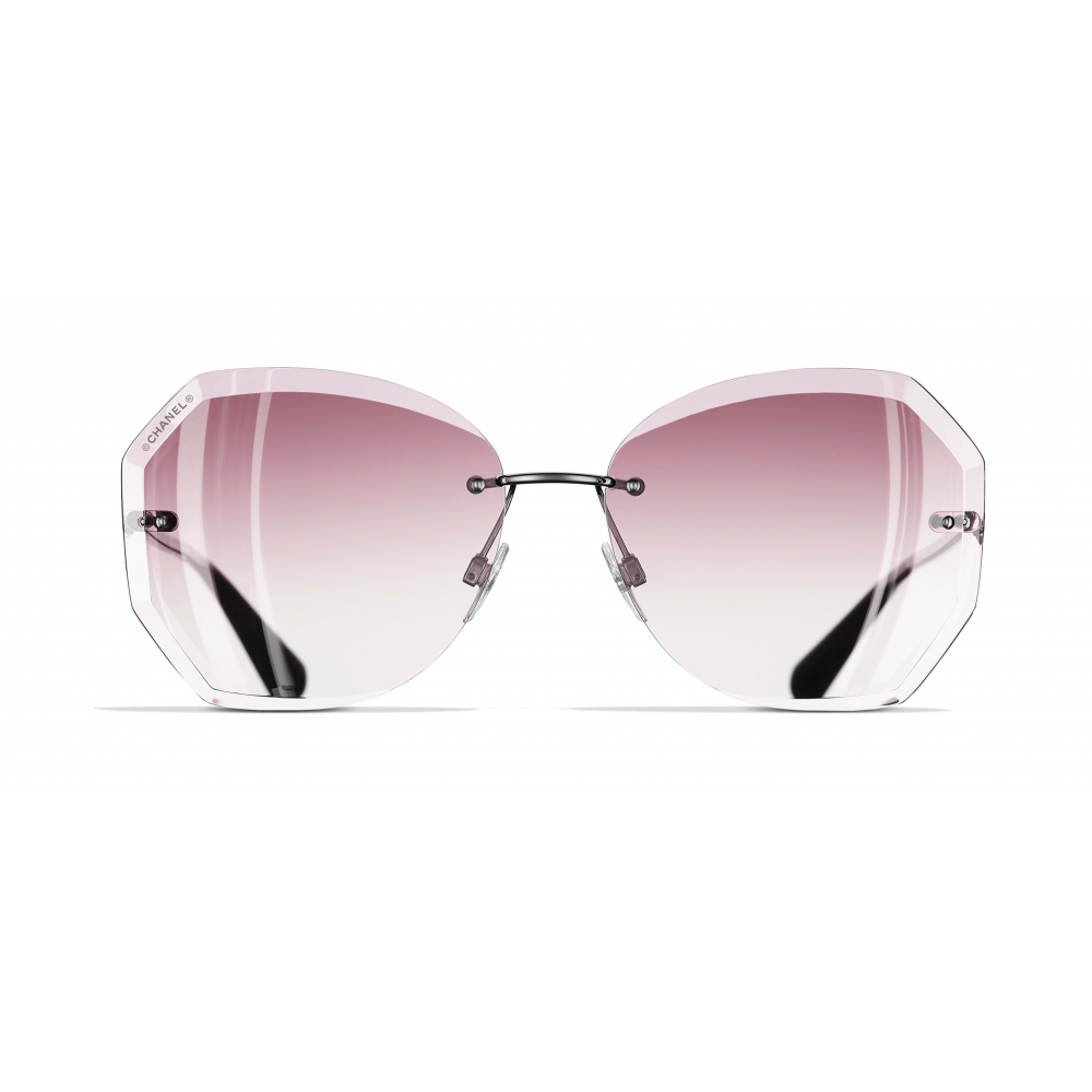 Chanel - Leather Chain Pilot Sunglasses Baby Pink
