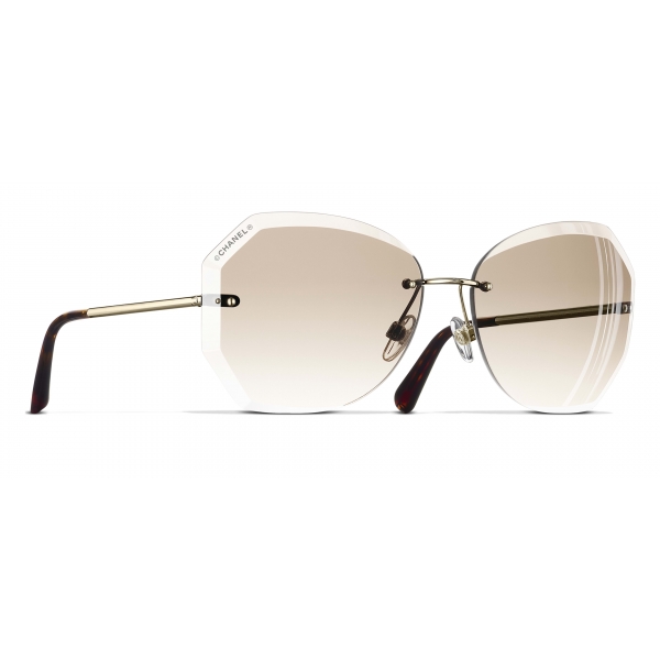 Chanel - Occhiali Rotondi da Sole - Oro Beige - Chanel Eyewear