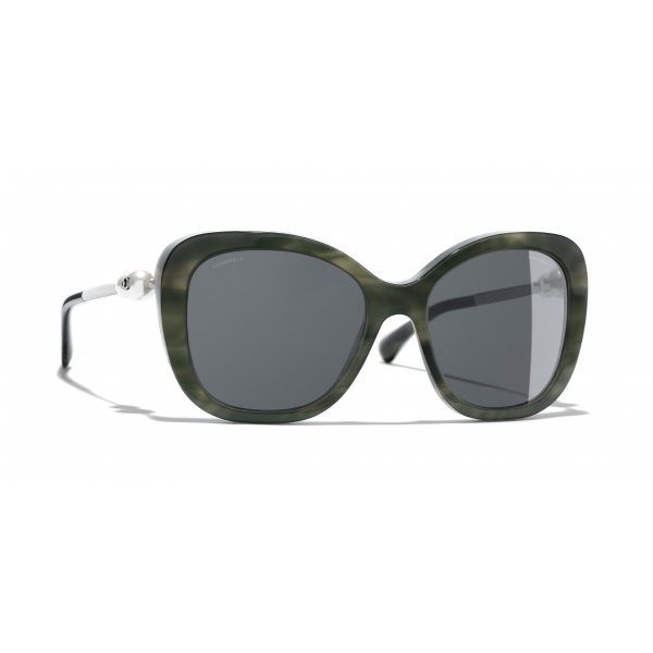 Chanel 5505 Sunglasses Green/Green Square Women