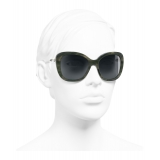 Chanel - Occhiali Quadrati da Sole - Verde Tartaruga Grigio - Chanel Eyewear