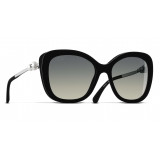 Chanel - Occhiali Quadrati da Sole - Nero Grigio Graduato - Chanel Eyewear