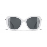 Chanel - Occhiali Quadrati da Sole - Bianco Grigio - Chanel Eyewear