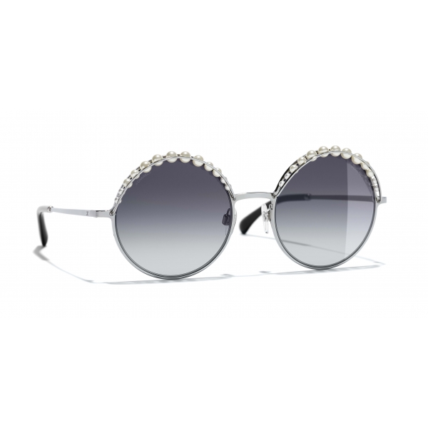 Chanel - Occhiali Rotondi da Sole - Argento Grigio - Chanel Eyewear