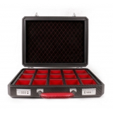 TecknoMonster - Cavok Watchcase - 15 Watches - Briefcase in Opaque Carbon Fiber and Leather - Red - Luxury Collection
