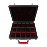 TecknoMonster - Cavok Watchcase - 15 Watches - Briefcase in Opaque Carbon Fiber and Leather - Red - Luxury Collection