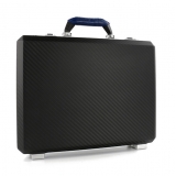 TecknoMonster - Cavok Opaque - Business Case - Briefcase in Opaque Carbon Fiber and Leather Crocodile - Blue - Luxury Collection